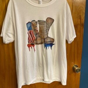 Jerzees White Tee with Patriotic Boot Design